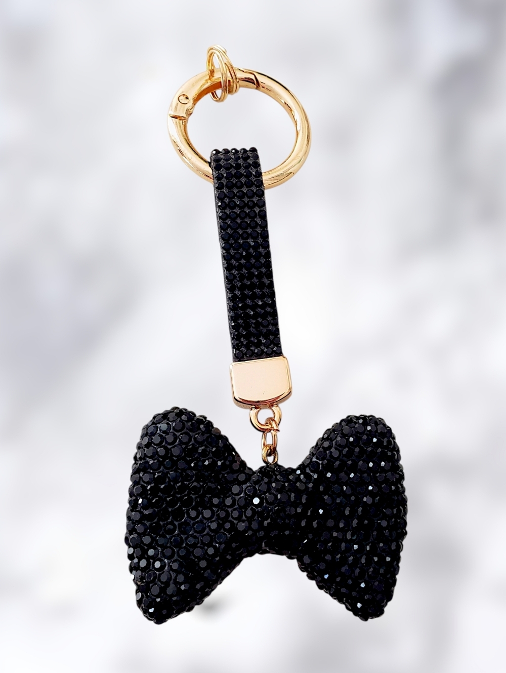Sparkling Black Bow Bag Charm / Keychain
